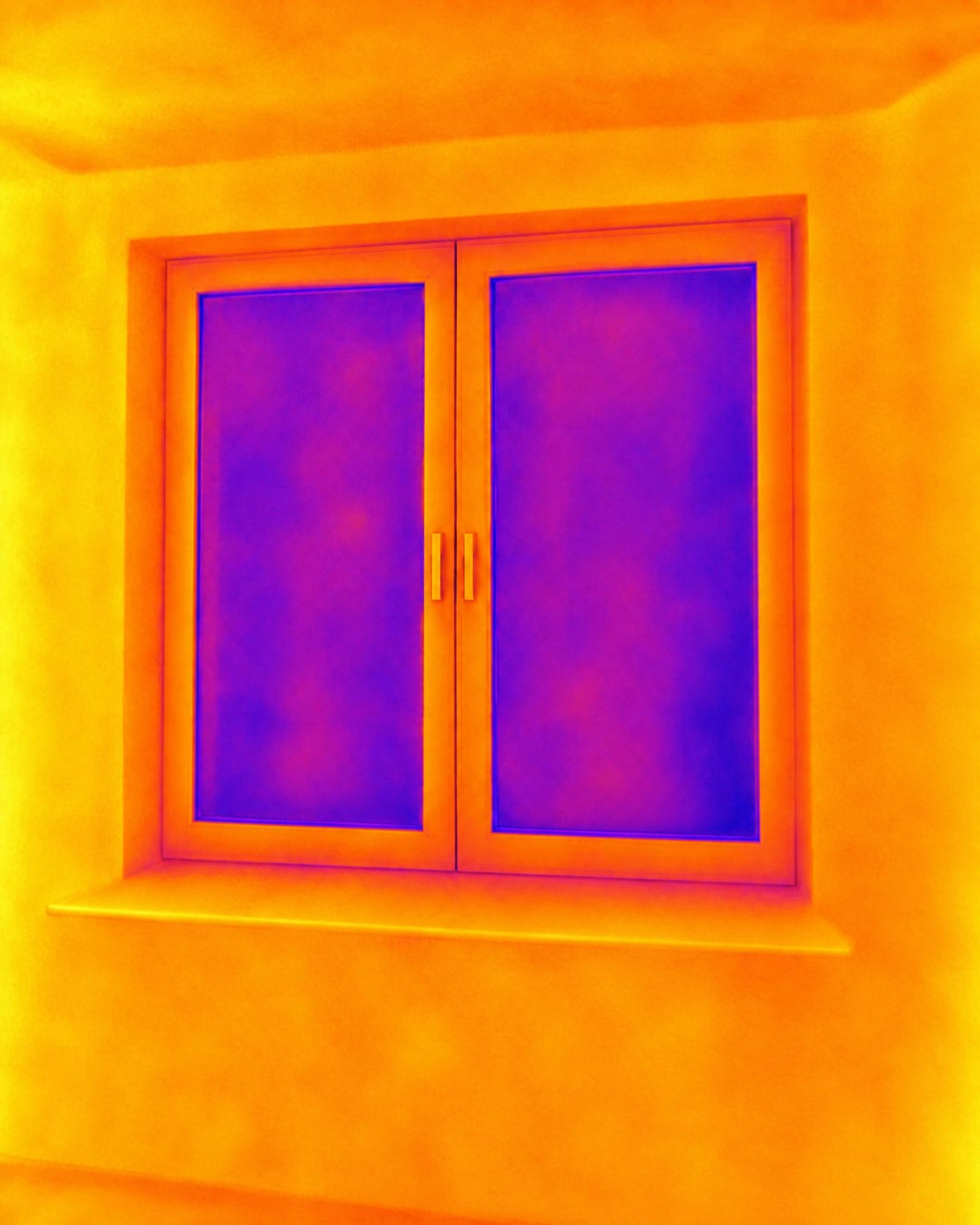 Image thermique d’un châssis bien posé : raccord homogène, sans traînée froide